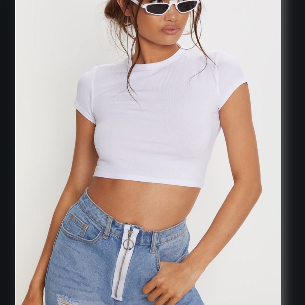 Pretty little things black and white crop top